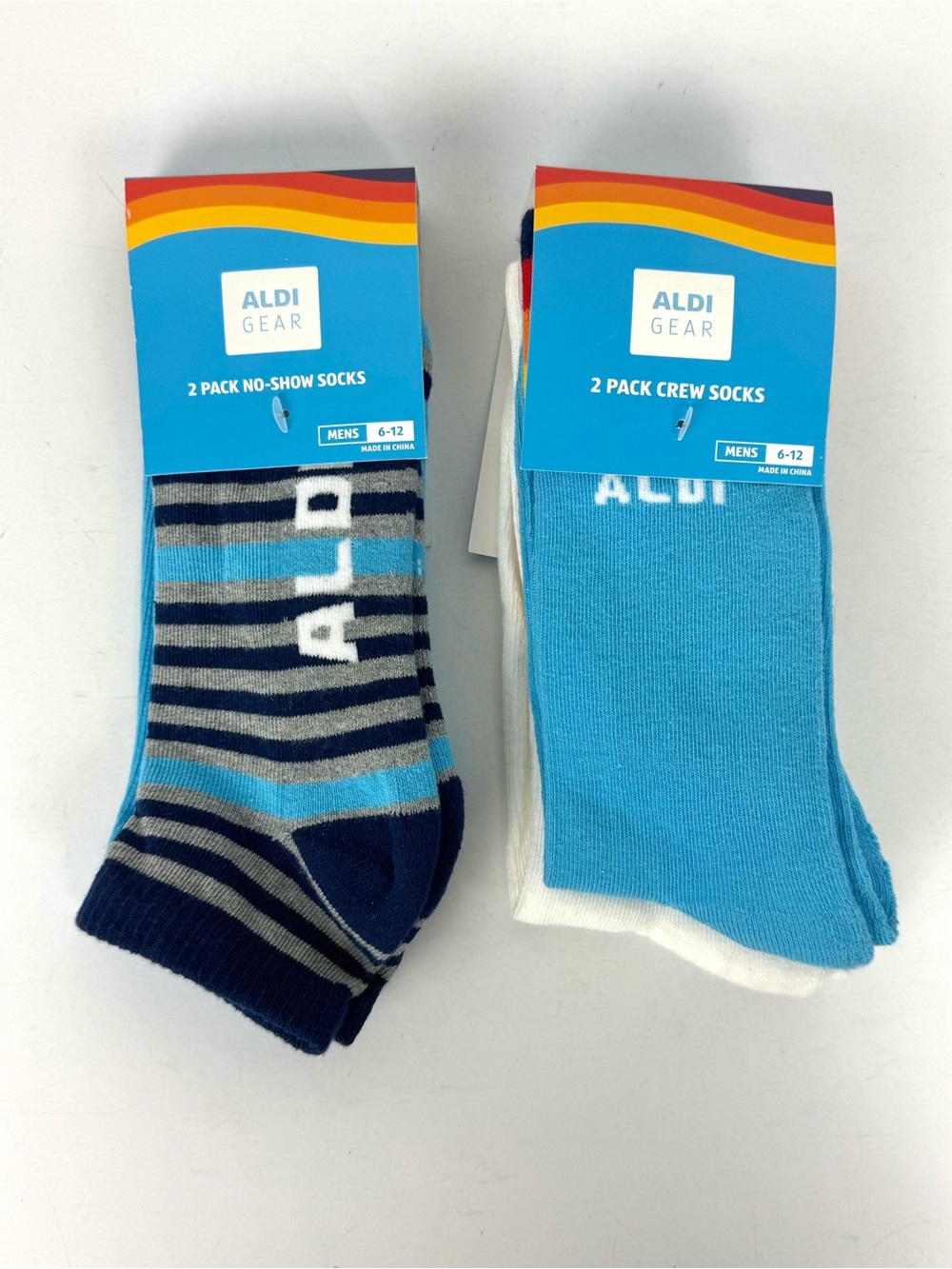 Aldi 4-Pack No Show & Crew Socks Men 6-12 NWT